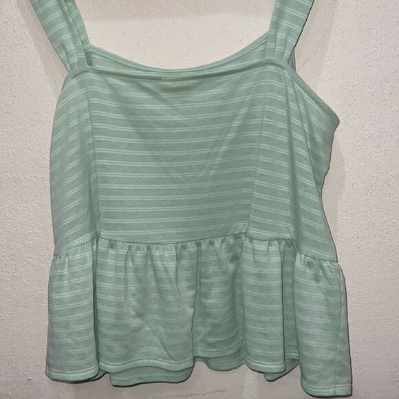 A.N.A. Flowy Strap Peplum Tank Cameo Green Stripe Blouse Women's Size XXL - Picture 8 of 11